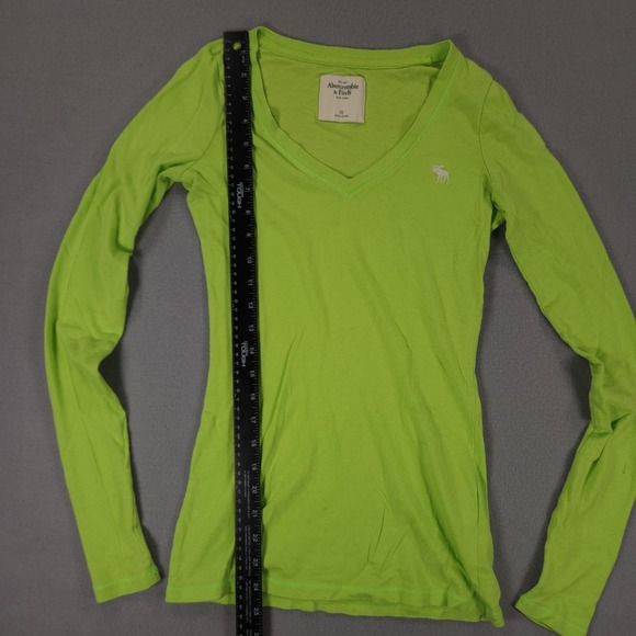 VTG Y2K Abercrombie And Fitch Top XS Green Fitted T Long Sleeve T Shirt - Picture 3 of 6